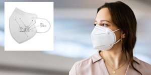 μια γυναίκα φορά μια μάσκα kn95