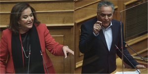 Ντόρα Μπακογιάννη και Πάνος Σκουρλέτης στη Βουλή/