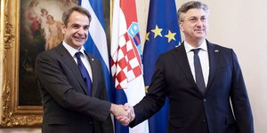 Ο Κυριάκος Μητσοτάκης με τον Κροάτη ομόλογό του