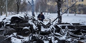 Ένα κατεστραμμένο ρωσικό όχημα στο Χάρκοβο