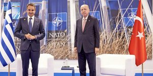 Ο πρωθυπουργός Κυριάκος Μητσοτάκης και ο Τούρκος πρόεδρος Ρετζέπ Ταγίπ Ερντογάν 