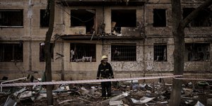 Βομβαρδισμένο τοπίο στην Ουκρανία