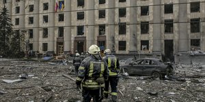 Καταστροφές στο δημαρχείο του Κιέβου από τους βομβαρδισμούς