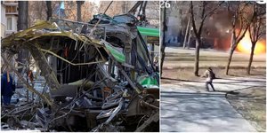 Η στιγμή που βομβαρδίζεται λεωφορείο στο Κίεβο