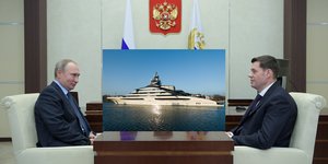 Ο Πούτιν με τον Μορντάσοφ και στη μέση το υπερπολυτελές γιοτ Nord του Ρώσου ο