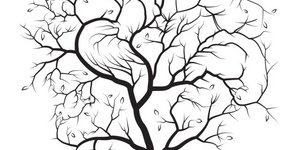 Ένας κόκορας, μια κότα και τρία κοτόπουλα είναι κρυμμένα στα κλαδιά σε αυτή την οπτική ψευδαίσθηση