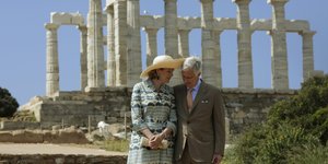 Το βασιλικό ζεύγος του Βελγίου στο Ναό του Ποσειδώνα στο Σούνιο