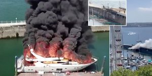 Η στιγμή που σούπερ γιοτ στη Βρετανία γίνεται στάχτες