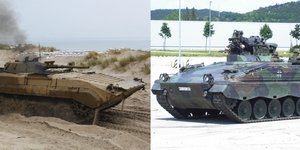 Αριστερά το σοβιετικό τεθωρακισμένο BMP-1, δεξιά το γερμανικό Warden