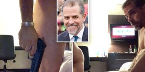 Γυμνός Χάντερ Μπάιντεν με όπλο στο χέρι