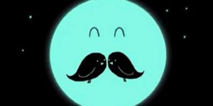 Αυτή η οπτική ψευδαίσθηση δείχνει ένα μπλε πρόσωπο με δύο πουλιά που σχηματίζουν ένα μεγάλο μουστάκι