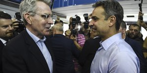 US Ambassador to Greece, Geoffrey Pyatt and Greek PM, Kyriakos Mitsotakis