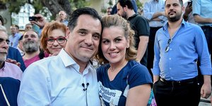 Ο Άδωνις Γεωργιάδης και η Ευγενία Μανωλίδου