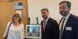 Ο Νίκος Ανδρουλάκης στο Στρασβούργο στα εγκαίνια του αμφιθεάτρου «Ανδρέας Παπανδρέου»