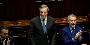Ο Μάριο Ντράγκι στο ιταλικό κοινοβούλιο
