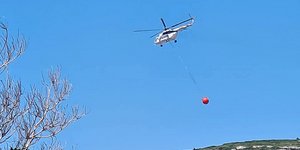Το μοιραίο ελικόπτερο φεύγοντας από το αεροδρόμιο Σάμου για την κατάσβεση της φωτιάς
