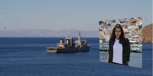 Το ΠΓΥ «Προμηθεύς» και δεξιά η δόκιμος Θάλεια Κορδαπάλου