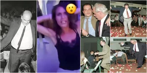 Ο Α. Παπανδρέου χορεύει ζεϊμπέκικο, στη μέση η Σάνα Μαρίν, δεξιά οι Καραμανλής-Τσοχατζόπουλος, Σκανδαλίδης