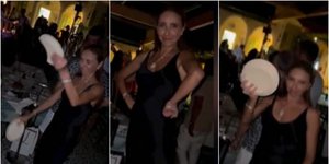 H σύζυγος Πεσκόφ ενώ σπάει πιάτα