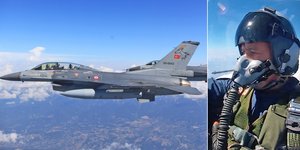 Ο Χουλουσί Ακάρ πέταξε με F-16 πάνω από το βόρειο Αιγαίο
