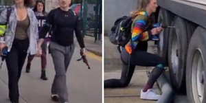 Ακτιβιστές κατέστρεψαν με τρυπάνι δεκάδες ελαστικά φορτηγών 