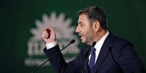 Ο πρόεδρος του ΠΑΣΟΚ-ΚΙΝΑΛ Νίκος Ανδρουλάκης κατά την ομιλία του στη ΔΕΘ 