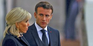Εμανουέλ και Μπριζίτ Μακρόν στην κηδεία της βασίλισσας Ελισάβετ