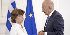 Νίκος Δένδιας και Κατρίν Κολονά