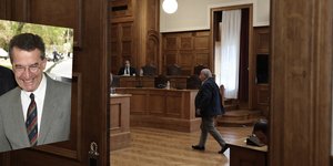 Ο Γ. Ρουμπάτης (αριστερά) και η αίθουσα της Εξεταστικής της Βουλής (δεξιά)