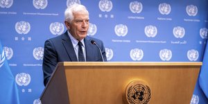 O Ύπατος Εκπρόσωπος για θέματα εξωτερικής πολιτικής Τζουζέπ Μπορέλ, στη ΓΣ του ΟΗΕ