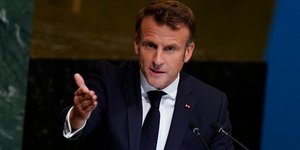 Ο Εμανουέλ Μακρόν στο βήμα της Γενικής Συνέλευσης του ΟΗΕ