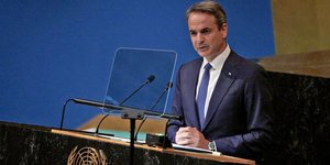 Ο Κυριάκος Μητσοτάκης στο βήμα του ΟΗΕ