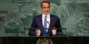 Ο Κυριάκος Μητσοτάκης στο βήμα του ΟΗΕ