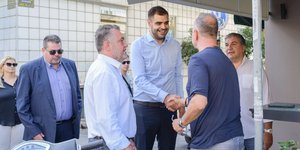 O Γραμματέας της Πολιτικής Επιτροπής της Νέας Δημοκρατίας Παύλος Μαρινάκης στο Μοσχάτο