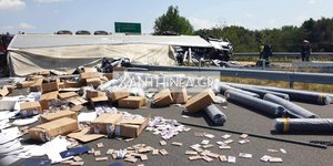 Ανατροπή νταλίκας Θράκη Εγνατία Οδός