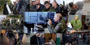 Στιγμιότυπα από την μερική επιστράτευση, τις διαδηλώσεις, τα δημοψηφίσματα στα κατεχόμενα της Ουκρανίας και στη μέση ο Βλαντιμίρ Πούτιν με κυάλια 