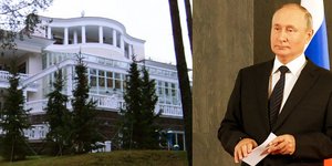 O Ρώσος πρόεδρος Βλαντίμιρ Πούτιν και η έπαυλη, όπου φέρεται να κατέφυγε 