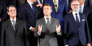 Ο Νίκος Αναστασιάδης στην Πράγα, με τον Εμανουέλ Μακρόν και τον Πετρ Φιάλα 