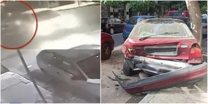 Το ΙΧ του γνωστού μοντέλου (αριστερά) και σταθμευμένο ΙΧ που υπέστη ζημιές (δεξιά)