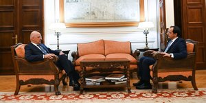 Συνάντηση του Νίκου Δένδια με τον Νίκο Χριστοδουλίδη στο υπουργείο Εξωτερικών