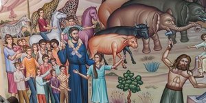 Ο πατέρας Αντώνιος εμφανίζεται σαν το Νώε σε αγιογραφία στην Κιβωτό του Κόσμου 
