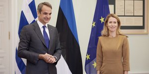 Ο πρωθυπουργός Κυριάκος Μητσοτάκης με την πρωθυπουργό της Εσθονίας