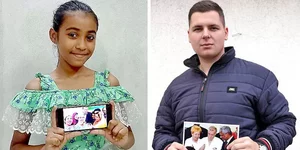 Η Sadia Sultana Oishee και ο Adnan Mevic, κρατώντας φωτογραφίες τους με αξιωματούχους κατά τη γέννησή τους
