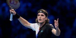 Ο Στέφανος Τσιτσιπάς σε αγώνα με τον Αντρέι Ρούμπλεφ