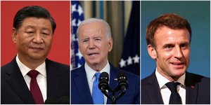 Σι Τζινπίνγκ, Τζο Μπάιντεν και Εμανουέλ Μακρόν/ AP Photos
