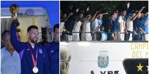 Ο Λιονέλ Μέσι με το τρόπαιο του Μουντιάλ στα χέρια