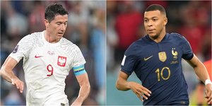 Ο Ρόμπερτ Λεβαντόφσκι της Πολωνίας και ο Κιλιάν Μπαπέ της Γαλλίας