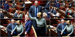 Η Φωτεινή Πιπιλή διαμαρτύρεται στα έδρανα του ΣΥΡΙΖΑ