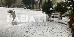 Στα λευκά «ντύθηκε» η Αρχαία Ολυμπία λόγω σφοδρής χαλαζόπτωσης