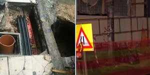 Υποχώρησε το οδόστρωμα στα Εξάρχεια και «κατάπιε» γυναίκα/Φωτογραφία Mega